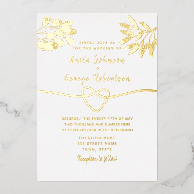 Gold Calligraphy Wedding Foil Invitation (Front)