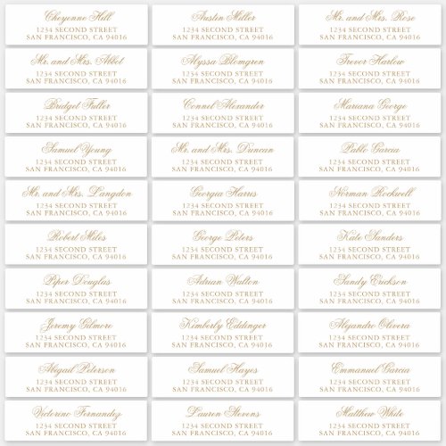 Gold Calligraphy Wedding Guest Address Labels