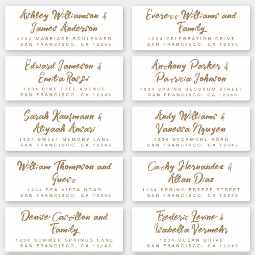 Gold Calligraphy Wedding Guest Address Labels