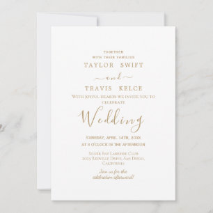 Gold Calligraphy Wedding Invitation
