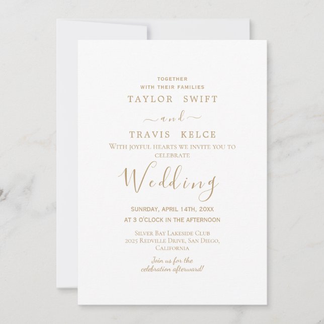 Gold Calligraphy Wedding Invitation (Front)