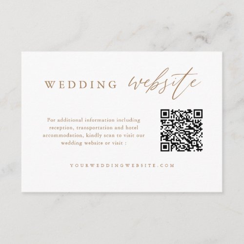 Gold Calligraphy Wedding QR Code Wedding Website Enclosure Card