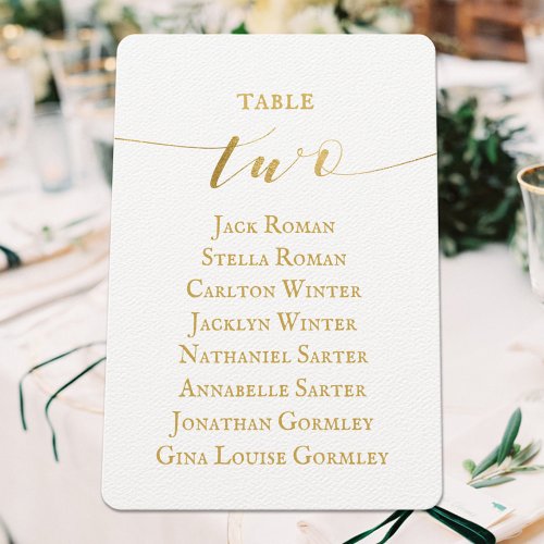 Gold Calligraphy Wedding Seating Card