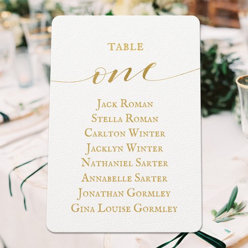 Gold Calligraphy Wedding Seating Chart Card