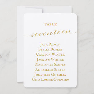 Gold Calligraphy Wedding Seating Chart Card