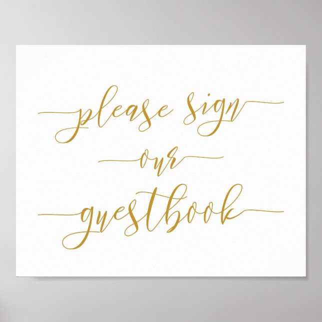 Gold Calligraphy Wedding Sign Our Guest Book (Front)