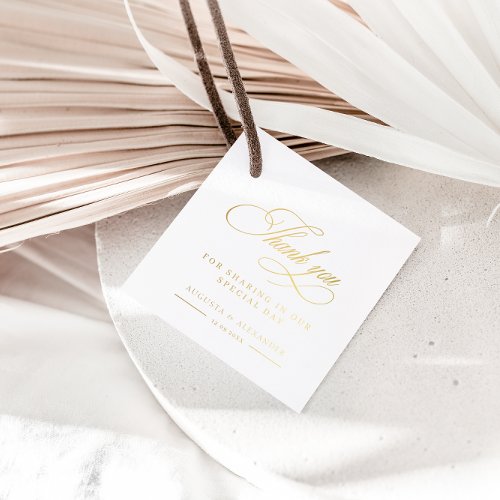 Gold Calligraphy Wedding Thank You Favor Tags
