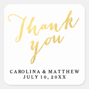 Gold Calligraphy Wedding Thank You Sticker