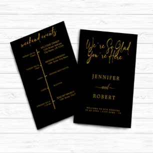 Gold Calligraphy wedding weekend events card