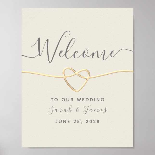 Gold Calligraphy Wedding Welcome Poster (Front)