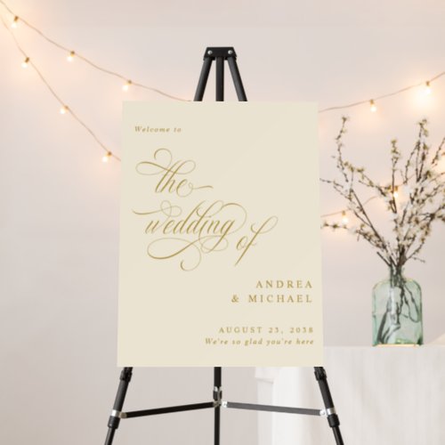 Gold Calligraphy Wedding Welcome Sign