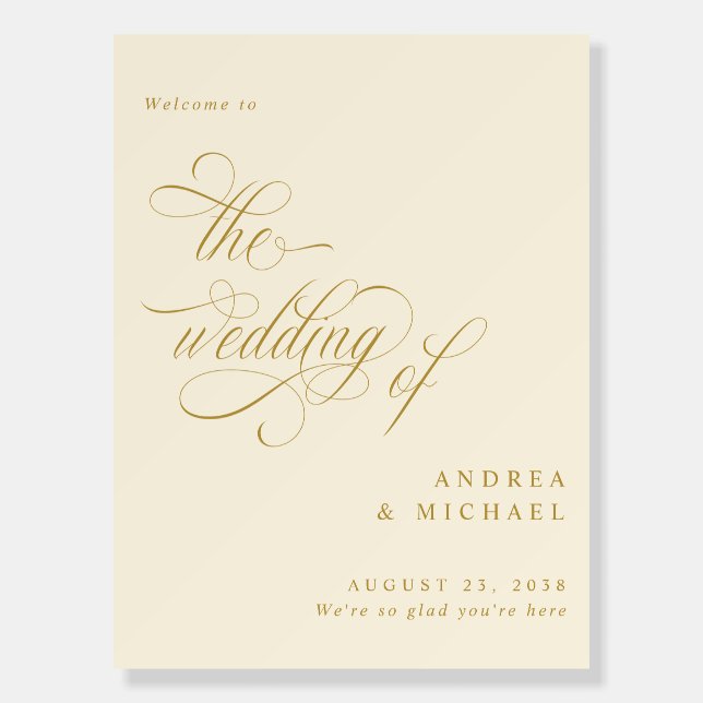 Gold Calligraphy Wedding Welcome Sign (Front)