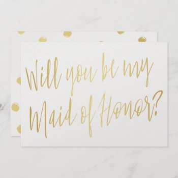 Gold Calligraphy "will You Be My Maid Of Honor" Invitation by LitleStarPaper at Zazzle