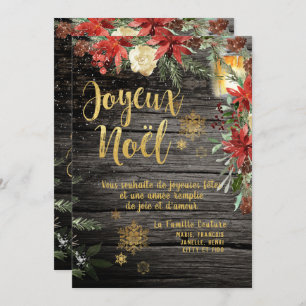 Gold Calligraphy Woodland French Joyeux Noel Card
