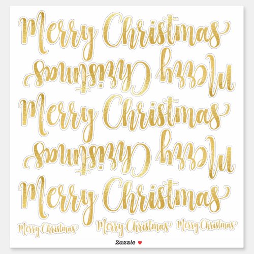 Gold Calligraphy Writing Merry Christmas Clear Sti Sticker