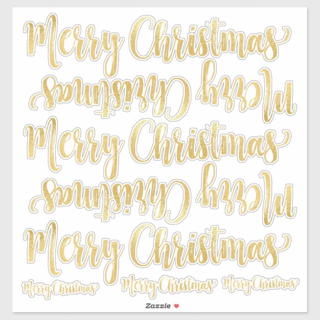 Gold Calligraphy Writing Merry Christmas Clear Sti Sticker (Sheet)