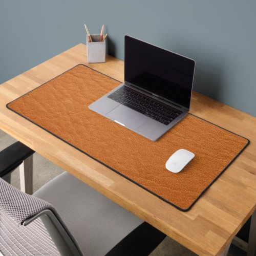 Gold Camel Brown Faux Leather Effect  Desk Mat