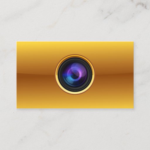 Customizable Gold Camera Photographer business card
