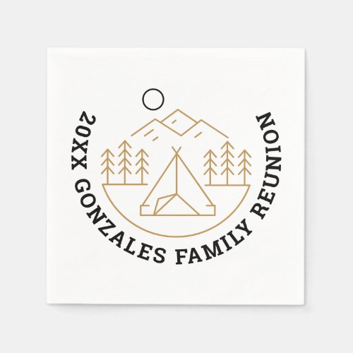 Gold Camping Line Art _ Family Reunion Napkins