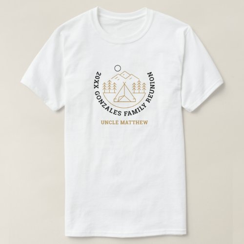 Gold Camping Line Art - Family Reunion T-Shirt