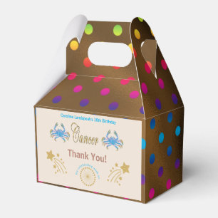 Gold Cancer Zodiac multicolored confetti Favor Boxes
