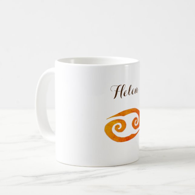 Gold Cancer Zodiac Sign Custom Name Coffee Mug (Front Left)
