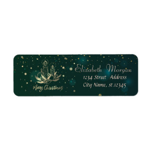 Gold Candle,Balls,Pine Tree Branches Green Label