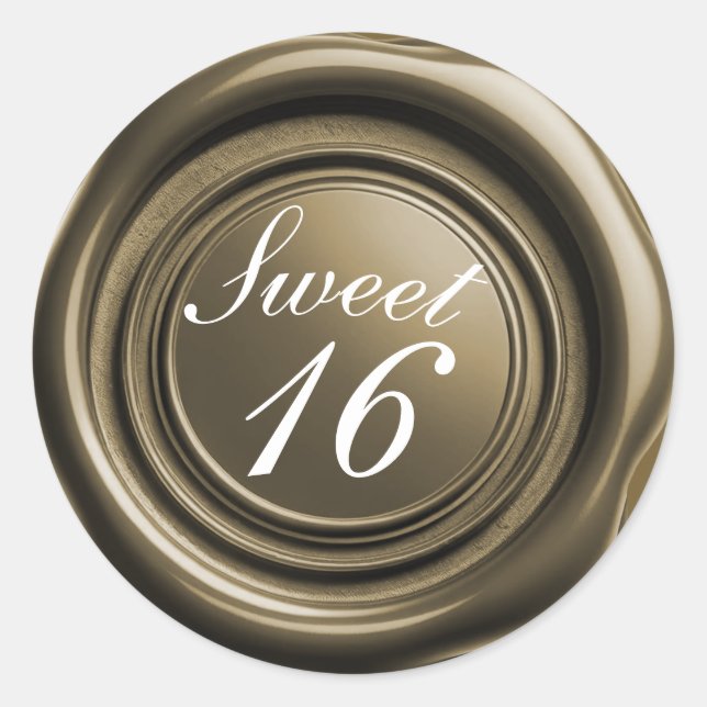 Gold Candle Wax Seal Drip Sweet 16 Wedding (Front)