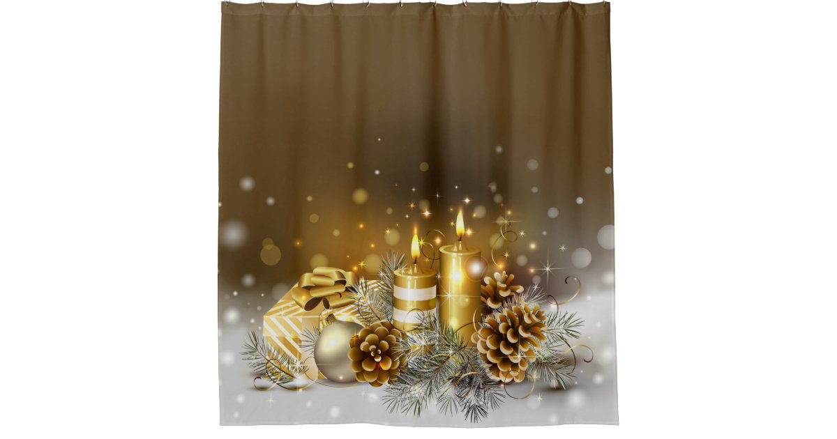 Gold Candles Christmas Elegant Holiday Home Decor Shower Curtain | Zazzle