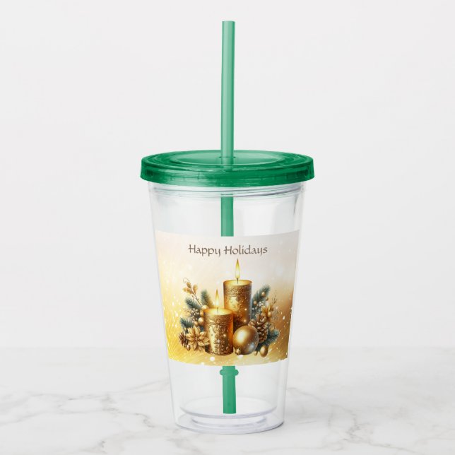 Gold Candles Christmas Holiday Acrylic Tumbler (Front)