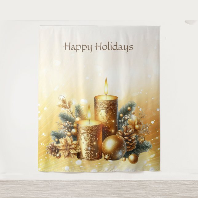 Gold Candles Christmas Holiday Backdrop (Front)