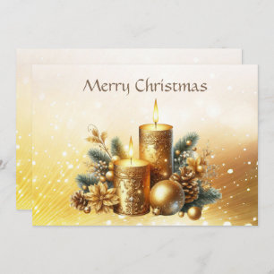Gold Candles Christmas Holiday Card