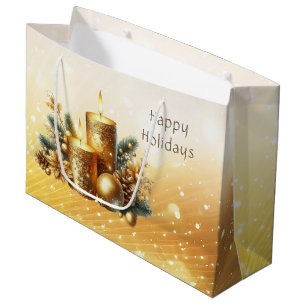 Gold Candles Christmas Holiday Gift Bag