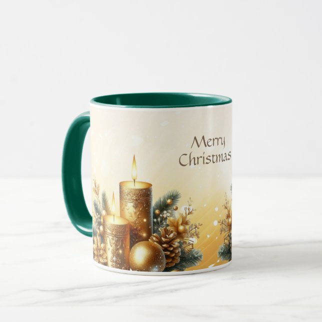 Gold Candles Christmas Holiday Mug (Front Left)