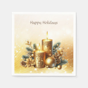 Gold Candles Christmas Holiday Napkin