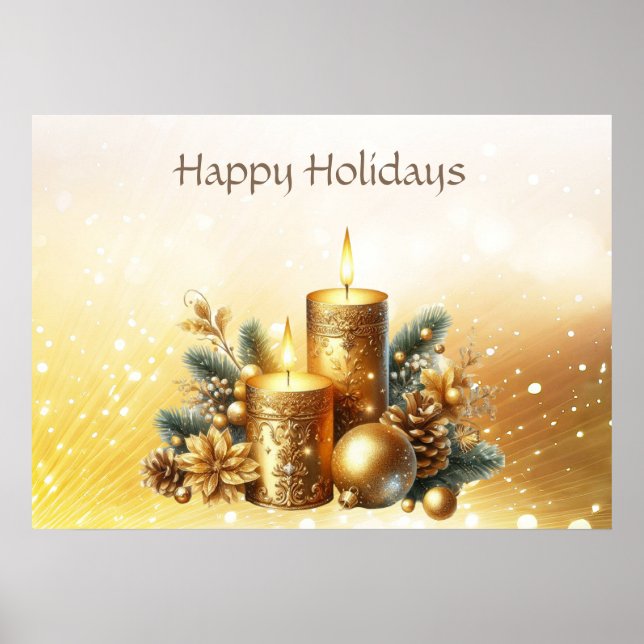 Gold Candles Christmas Holiday Poster (Front)