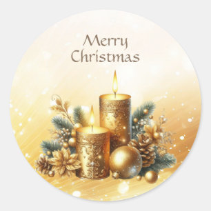 Gold Candles Christmas Holiday Sticker
