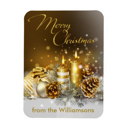 Gold Candles Merry Christmas Holiday Magnet