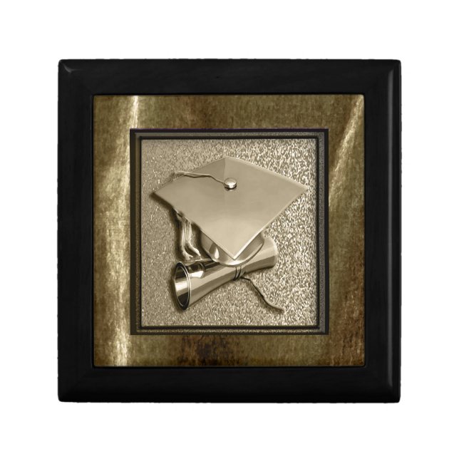 Gold Cap and Diploma on Gold Gift Box (Front)