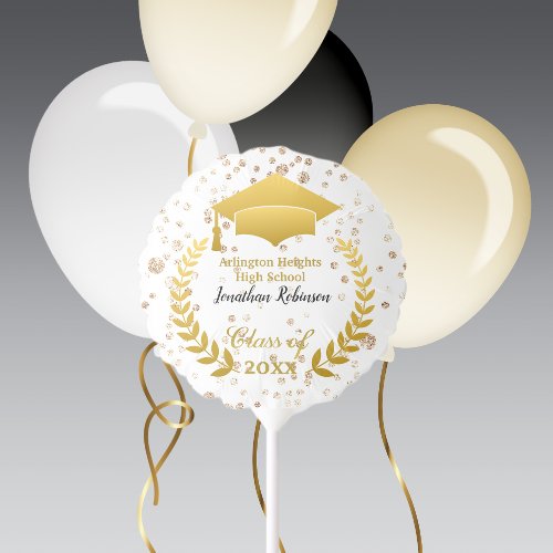 Gold Cap and Laurel Graduation Party Balloon