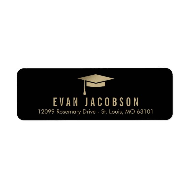 Gold Cap EDITABLE COLOR Graduation Address Label (Front)