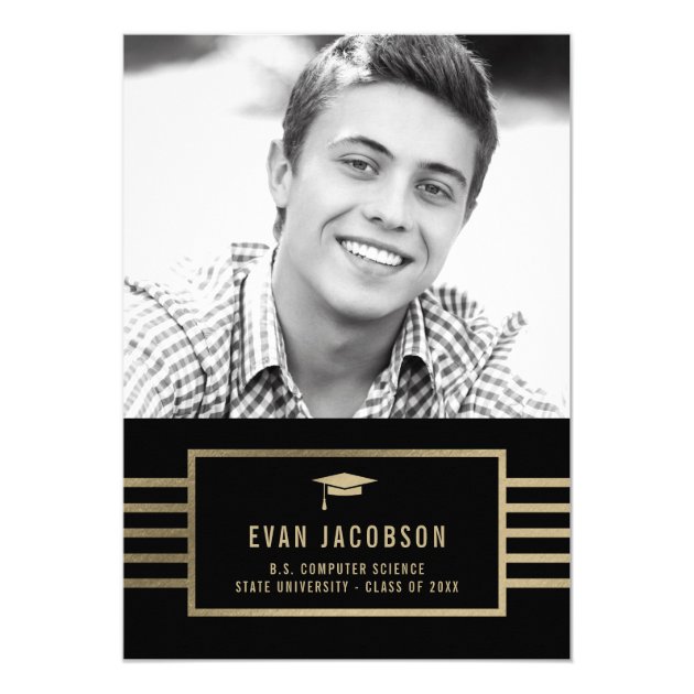 Gold Cap EDITABLE COLOR Graduation Announce Card