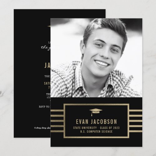 Gold Cap EDITABLE COLOR Graduation Announce Card