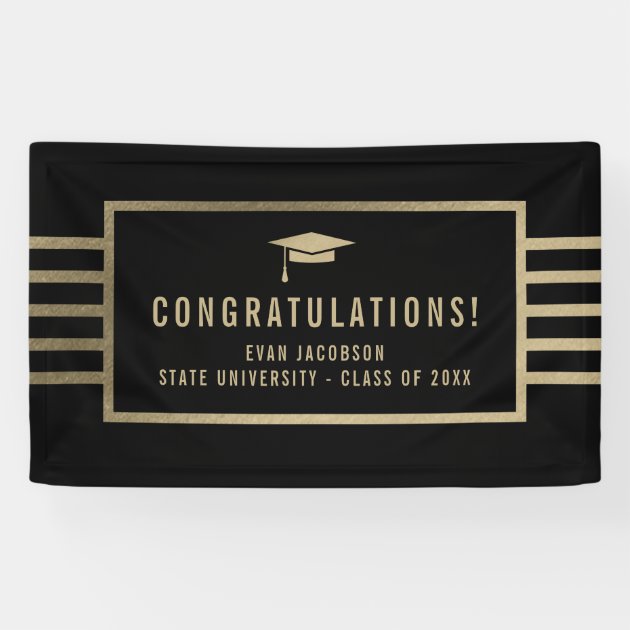 Gold Cap EDITABLE COLOR Graduation Banner