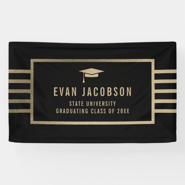 Gold Cap EDITABLE COLOR Graduation Banner
