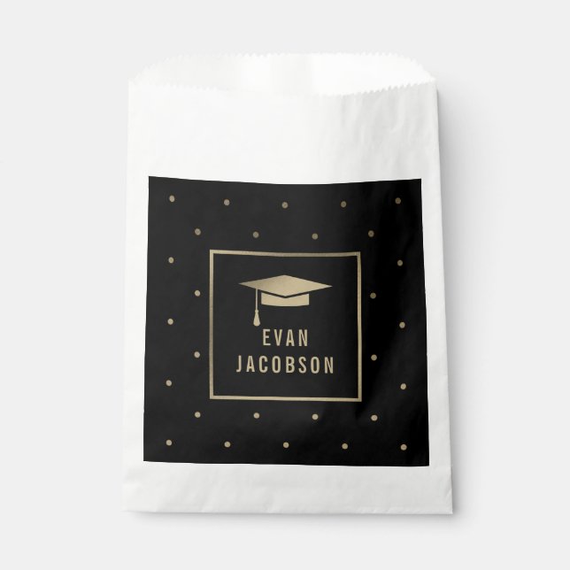 Gold Cap EDITABLE COLOR Graduation Favor Bags (Front)