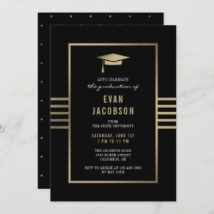 Gold Cap EDITABLE COLOR Graduation Invitation