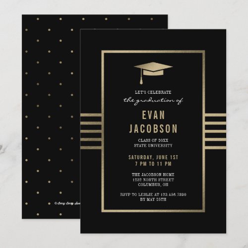 Gold Cap EDITABLE COLOR Graduation Invitation