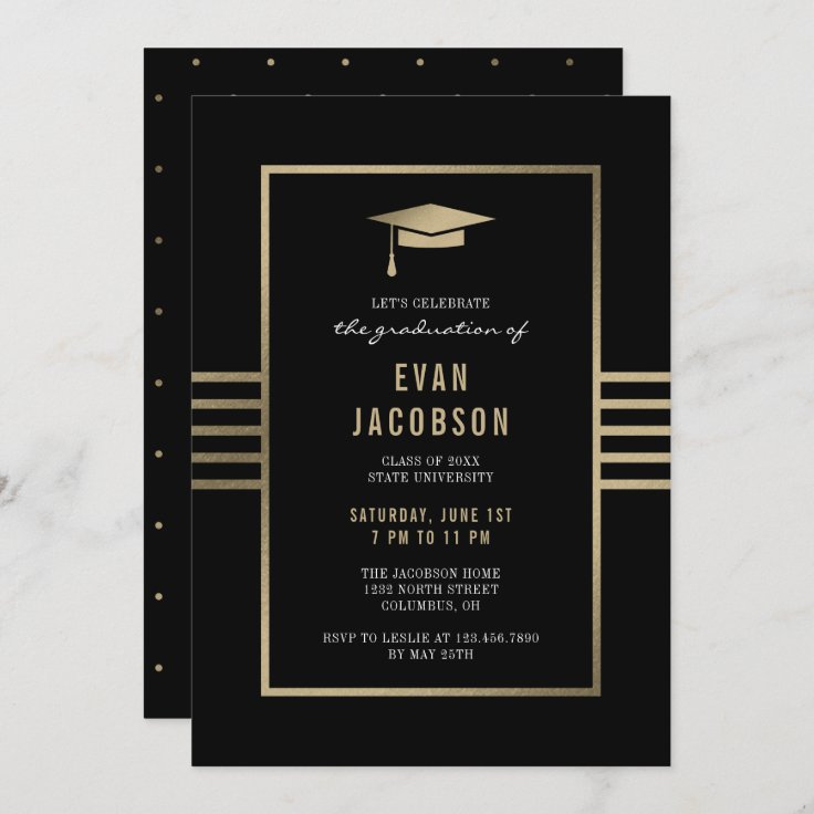 Gold Cap EDITABLE COLOR Graduation Invitation | Zazzle