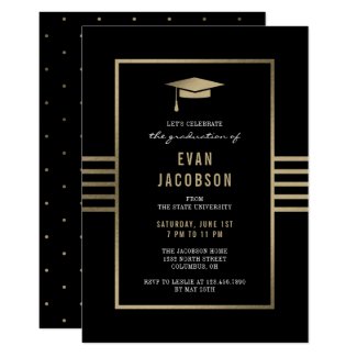 Gold Cap EDITABLE COLOR Graduation Invitation